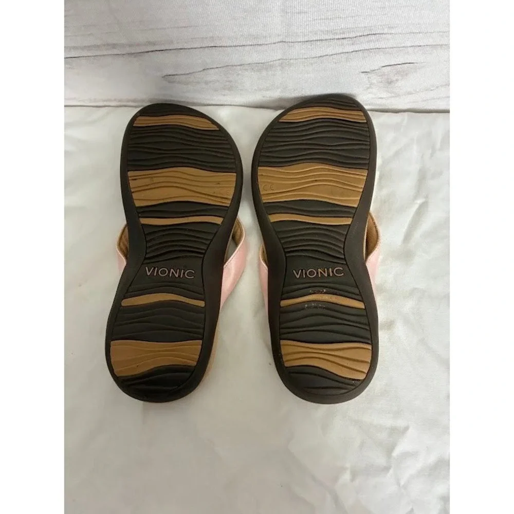 Vionic Womens Rest Bella II Pink Orthotic Flip Flop Sandals Bow Detail Size 8